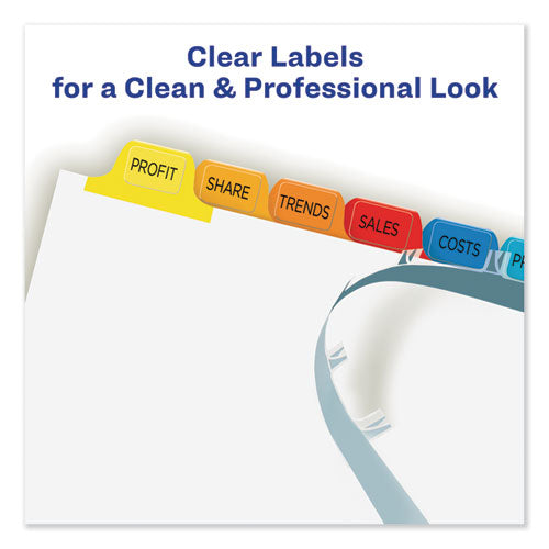 Image of Avery® Print and Apply Index Maker Clear Label Dividers, 12-Tab, Color Tabs, 11 x 8.5, White, 5 Sets