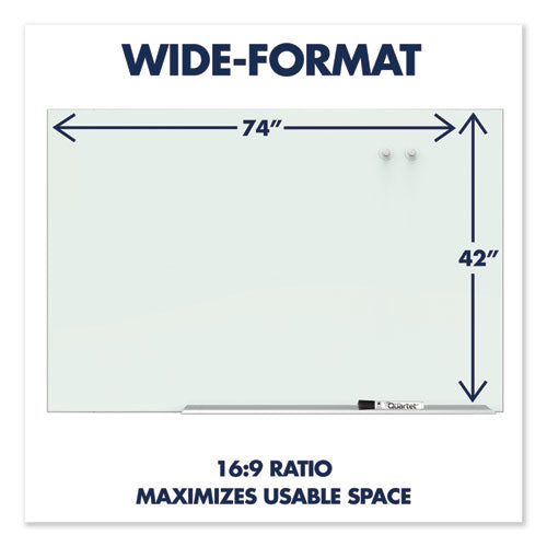 Image of Quartet® Element Framed Magnetic Glass Dry-Erase Boards, 74" x 42", White Surface, Satin Aluminum Frame