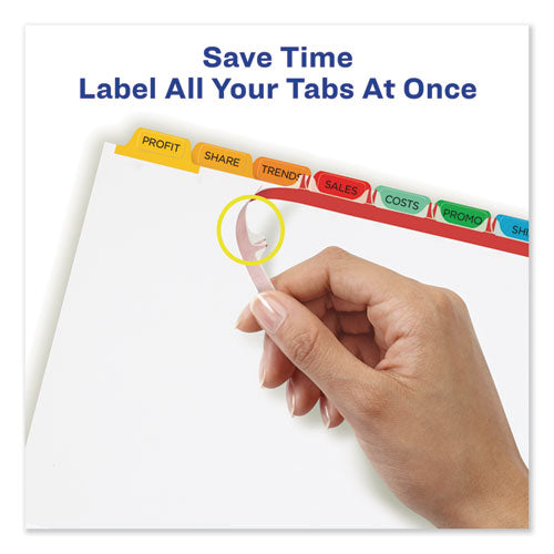 Image of Avery® Print and Apply Index Maker Clear Label Dividers, 8-Tab, Color Tabs, 11 x 8.5, White, Traditional Color Tabs, 1 Set