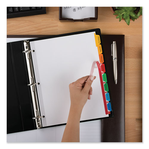 Image of Avery® Print and Apply Index Maker Clear Label Dividers, 8-Tab, Color Tabs, 11 x 8.5, White, Traditional Color Tabs, 5 Sets