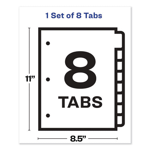 Image of Avery® Print and Apply Index Maker Clear Label Dividers, 8-Tab, Color Tabs, 11 x 8.5, White, Traditional Color Tabs, 1 Set