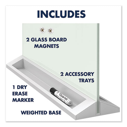 Image of Quartet® Desktop Magnetic Glass Dry-Erase Panel, 23" x 17", White Surface