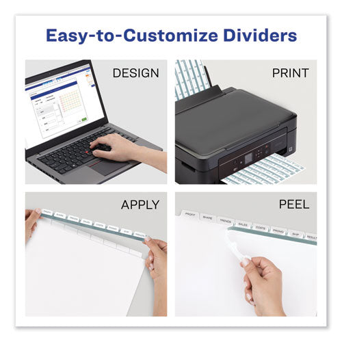 Image of Avery® Print and Apply Index Maker Clear Label Dividers, 12-Tab, Color Tabs, 11 x 8.5, White, 5 Sets
