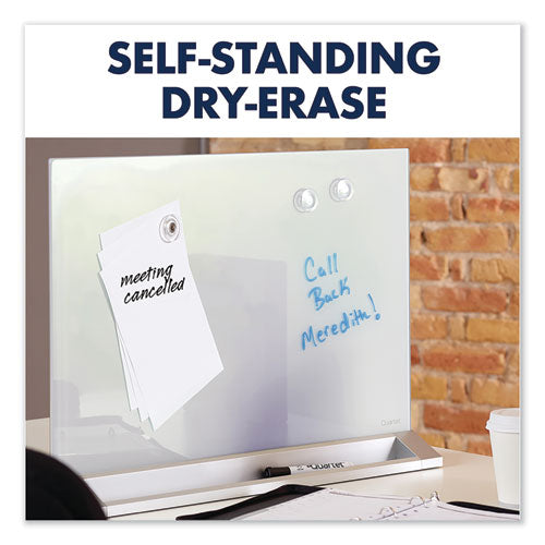 Image of Quartet® Desktop Magnetic Glass Dry-Erase Panel, 23" x 17", White Surface