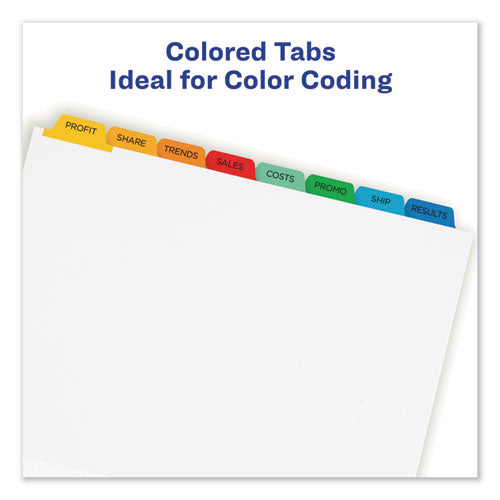 Image of Avery® Print and Apply Index Maker Clear Label Dividers, 8-Tab, Color Tabs, 11 x 8.5, White, Traditional Color Tabs, 1 Set
