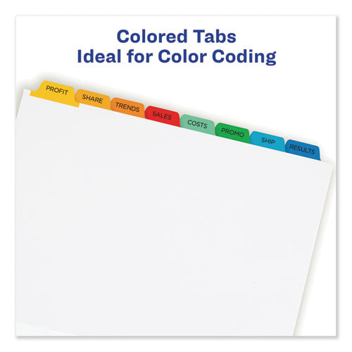 Image of Avery® Print and Apply Index Maker Clear Label Dividers, 8-Tab, Color Tabs, 11 x 8.5, White, Traditional Color Tabs, 25 Sets