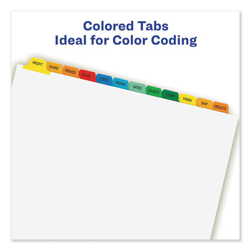 Image of Avery® Print and Apply Index Maker Clear Label Dividers, 12-Tab, Color Tabs, 11 x 8.5, White, 5 Sets