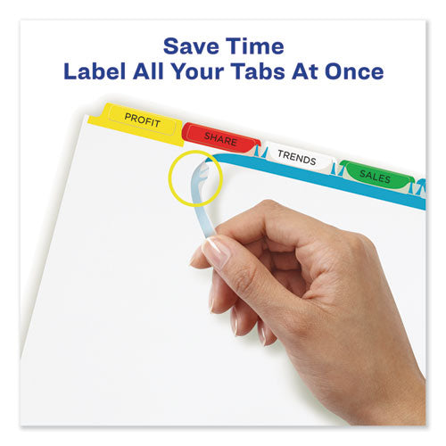Image of Avery® Print and Apply Index Maker Clear Label Dividers, 5-Tab, Color Tabs, 11 x 8.5, White, Traditional Color Tabs, 25 Sets