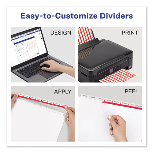 Image of Avery® Print and Apply Index Maker Clear Label Dividers, 8-Tab, Color Tabs, 11 x 8.5, White, Traditional Color Tabs, 25 Sets