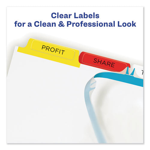 Image of Avery® Print and Apply Index Maker Clear Label Dividers, 5-Tab, Color Tabs, 11 x 8.5, White, Traditional Color Tabs, 25 Sets