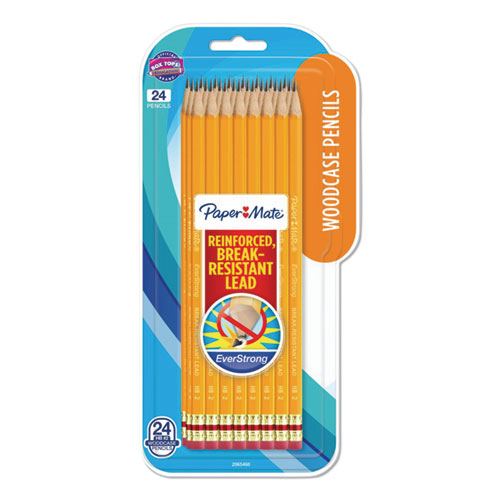 Image of Paper Mate® Everstrong #2 Pencils, Hb (#2), Black Lead, Yellow Barrel, 24/pack