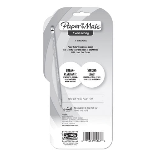 Image of Paper Mate® Everstrong #2 Pencils, Hb (#2), Black Lead, Yellow Barrel, 24/pack