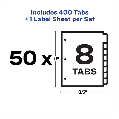 Image of Avery® Print and Apply Index Maker Clear Label Dividers, 8-Tab, 11 x 8.5, White, 50 Sets