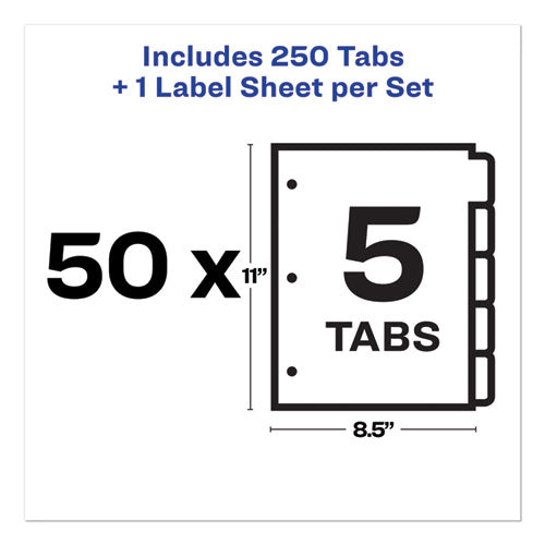 Image of Avery® Print and Apply Index Maker Clear Label Dividers, 5-Tab, White Tabs, 11 x 8.5, White, 50 Sets
