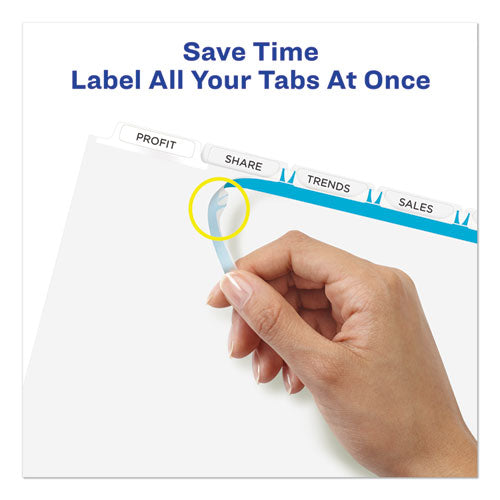 Image of Avery® Print and Apply Index Maker Clear Label Dividers, 5-Tab, White Tabs, 11 x 8.5, White, 50 Sets