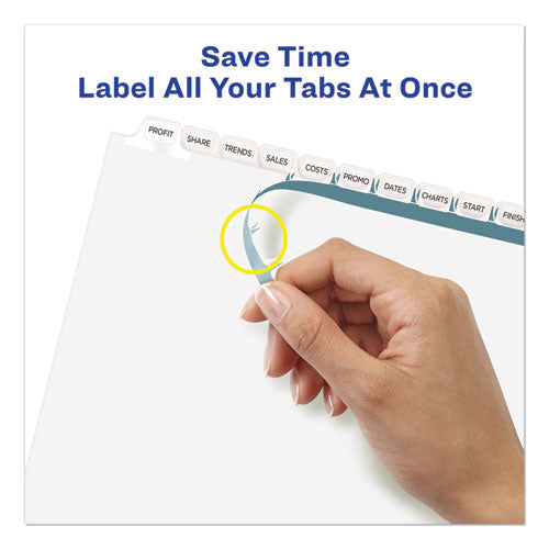 Image of Avery® Print and Apply Index Maker Clear Label Dividers, 12-Tab, White Tabs, 11 x 8.5, White, 5 Sets