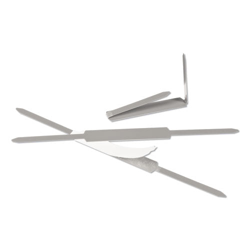 Image of ACCO Self-Adhesive Two-Prong Paper Fastener Bases, 1" Capacity, 2.75" Center to Center, Matte Steel, 100/Box