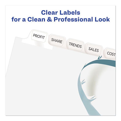 Image of Avery® Print and Apply Index Maker Clear Label Dividers, 12-Tab, White Tabs, 11 x 8.5, White, 5 Sets