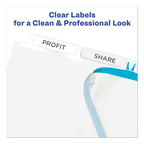 Image of Avery® Print and Apply Index Maker Clear Label Dividers, 5-Tab, White Tabs, 11 x 8.5, White, 5 Sets