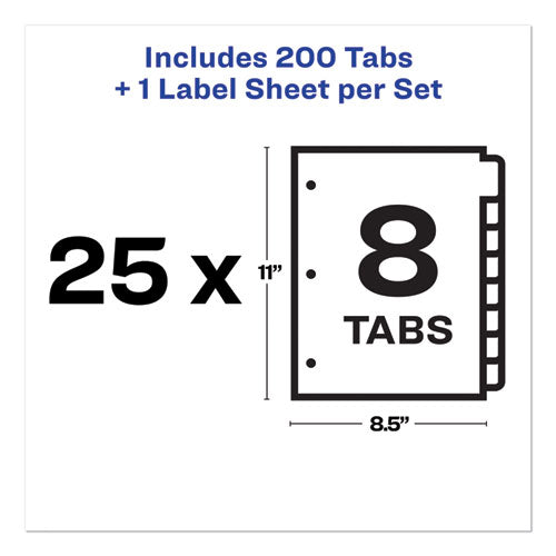 Image of Avery® Print and Apply Index Maker Clear Label Dividers, 8-Tab, 11 x 8.5, White, 25 Sets