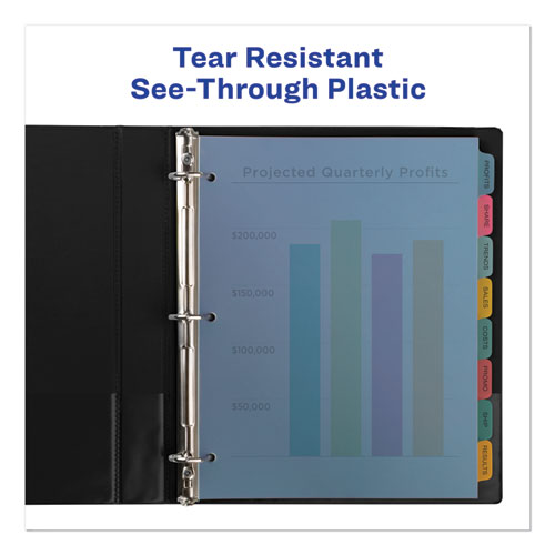 Image of Avery® Print and Apply Index Maker Clear Label Plastic Dividers with Printable Label Strip, 8-Tab, 11 x 8.5, Assorted Tabs, 5 Sets