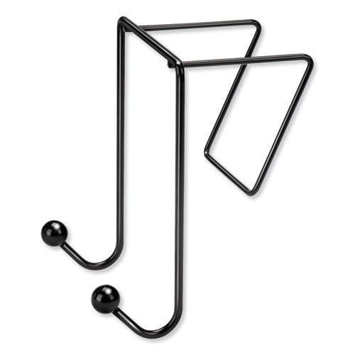 Image of Fellowes® Partition Additions Wire Double-Garment Hook, 4 x 5.13 x 6, Over-the Panel Mount,  Black
