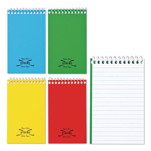Image of National® Paper Blanc Xtreme White Wirebound Memo Pads, Narrow Rule, Randomly Assorted Cover Colors, 60 White 3 X 5 Sheets