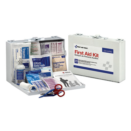 Image of First Aid Only First Aid Kit For 25 People, 104 Pieces, Osha Compliant, Metal Case