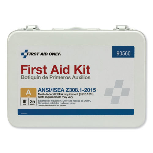 Image of First Aid Only Ansi Class A 25 Person Bulk First Aid Kit For 25 People, 89 Pieces, Metal Case