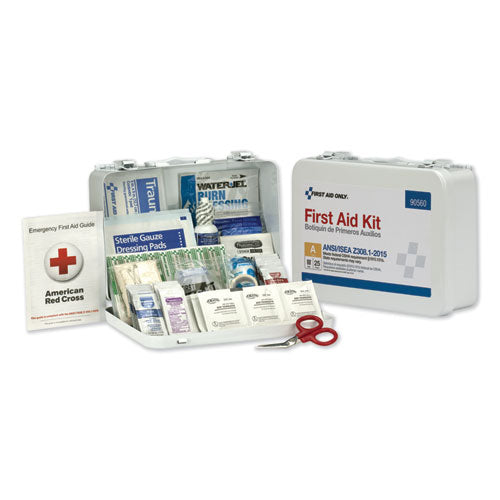Image of First Aid Only Ansi Class A 25 Person Bulk First Aid Kit For 25 People, 89 Pieces, Metal Case