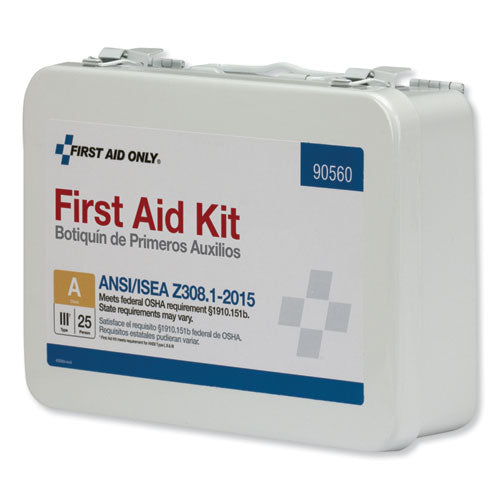 Image of First Aid Only Ansi Class A 25 Person Bulk First Aid Kit For 25 People, 89 Pieces, Metal Case