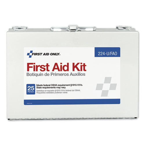 Image of First Aid Only First Aid Kit For 25 People, 104 Pieces, Osha Compliant, Metal Case
