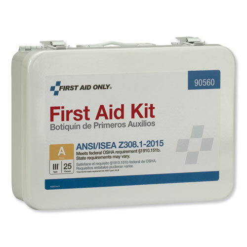 Image of First Aid Only Ansi Class A 25 Person Bulk First Aid Kit For 25 People, 89 Pieces, Metal Case