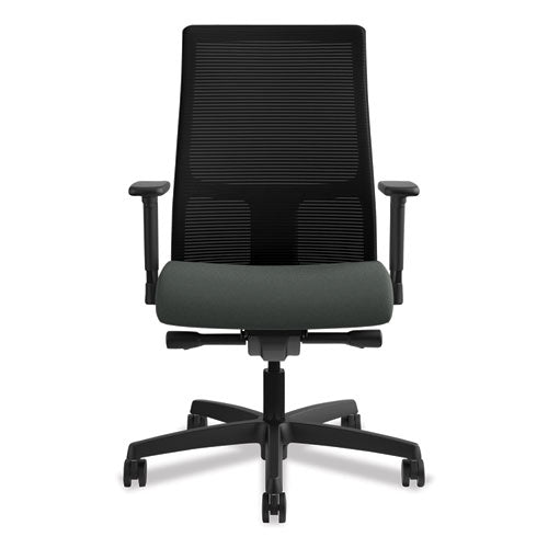 Image of HON® Ignition Series Mesh Mid-Back Work Chair, Supports Up To 300 Lb, 17.5" To 22" Seat Height, Iron Ore Seat, Black Back/base