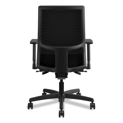 Image of HON® Ignition Series Mesh Mid-Back Work Chair, Supports Up To 300 Lb, 17.5" To 22" Seat Height, Iron Ore Seat, Black Back/base