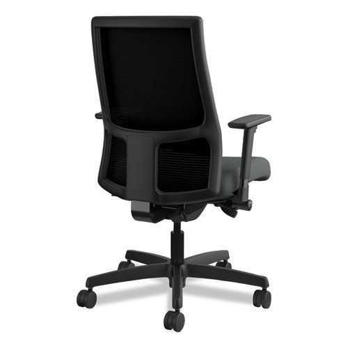 Image of HON® Ignition Series Mesh Mid-Back Work Chair, Supports Up To 300 Lb, 17.5" To 22" Seat Height, Iron Ore Seat, Black Back/base