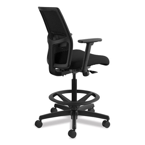 Image of HON® Ignition 2.0 Ilira-Stretch Mesh Back Task Stool, Supports Up To 300 Lb, 23" To 32" Seat Height, Black