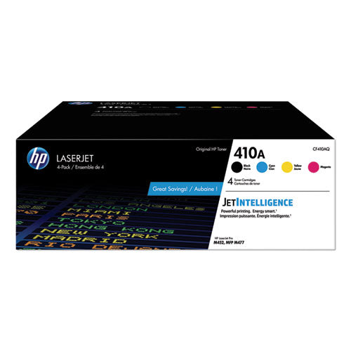 Image of HP HP 410a, (cf410a-Q) 4-Pack Black/cyan/magenta/yellow Original Laserjet Toner Cartridges