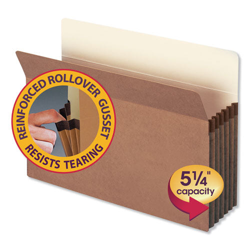 Image of Smead Redrope Drop Front File Pockets, 5.25" Expansion, Legal Size, Redrope, 50/box