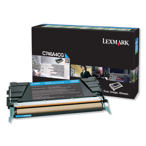Image of Lexmark C746a4cg Return Program Toner, 7,000 Page-Yield, Cyan, Taa Compliant
