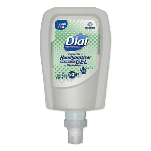 Image of Dial® Professional Antibacterial Gel Hand Sanitizer Refill For Fit Touch Free Dispenser, 1.2 L Bottle, Fragrance-Free, 3/carton