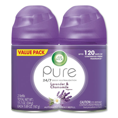 Image of Air Wick® Freshmatic Ultra Spray Refill, Lavender/chamomile, 5.89 Oz Aerosol Spray, 2/pack, 3 Packs/carton