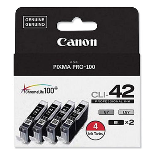 Image of Canon® 6384b008 (cli-42) Chromalife100+ Ink, Black/gray/light Gray, 4/pack