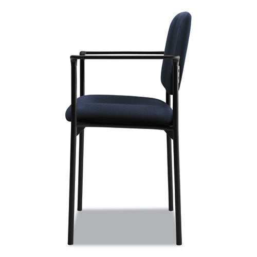 Image of HON® VL616 Stacking Guest Chair with Arms, Fabric Upholstery, 23.25" x 21" x 32.75", Navy Seat, Navy Back, Black Base