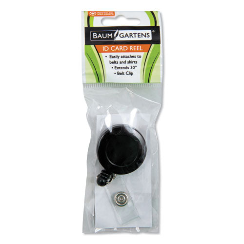 Image of SICURIX® ID Card Reel with Belt Clip, 30" Extension, Black