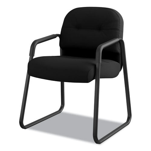 Image of HON® Pillow-Soft 2090 Series Guest Arm Chair, Fabric Upholstery, 23.25" x 28" x 36", Black Seat, Black Back, Black Base