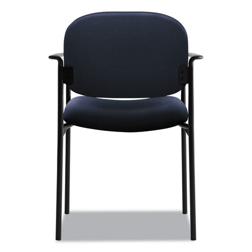 Image of HON® VL616 Stacking Guest Chair with Arms, Fabric Upholstery, 23.25" x 21" x 32.75", Navy Seat, Navy Back, Black Base
