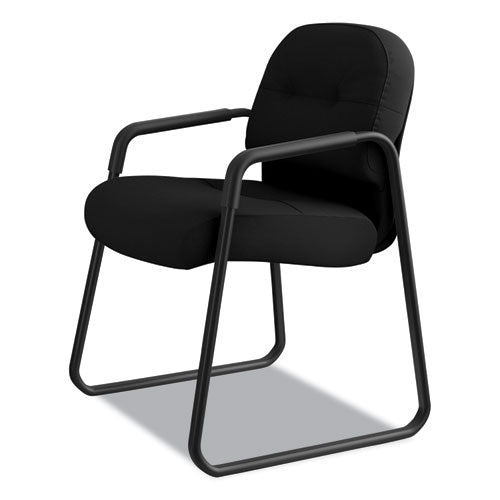 Image of HON® Pillow-Soft 2090 Series Guest Arm Chair, Fabric Upholstery, 23.25" x 28" x 36", Black Seat, Black Back, Black Base
