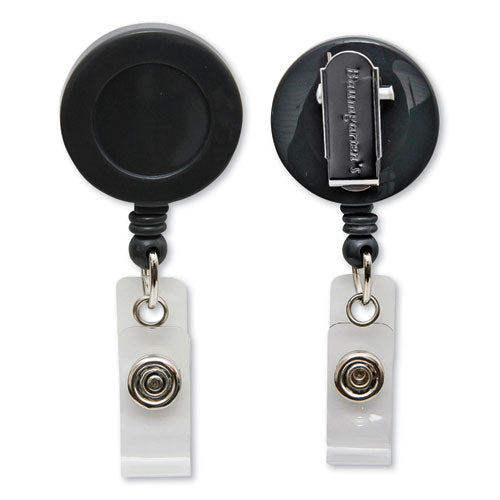 Image of SICURIX® Swivel-Style Spring-Clip Id Card Reel, 30" Extension, Black