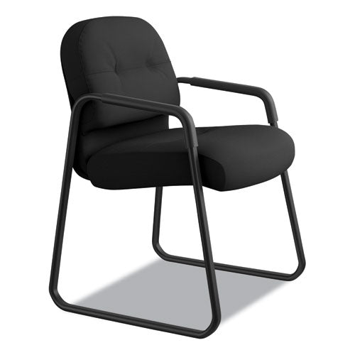 Image of HON® Pillow-Soft 2090 Series Guest Arm Chair, Fabric Upholstery, 23.25" x 28" x 36", Black Seat, Black Back, Black Base